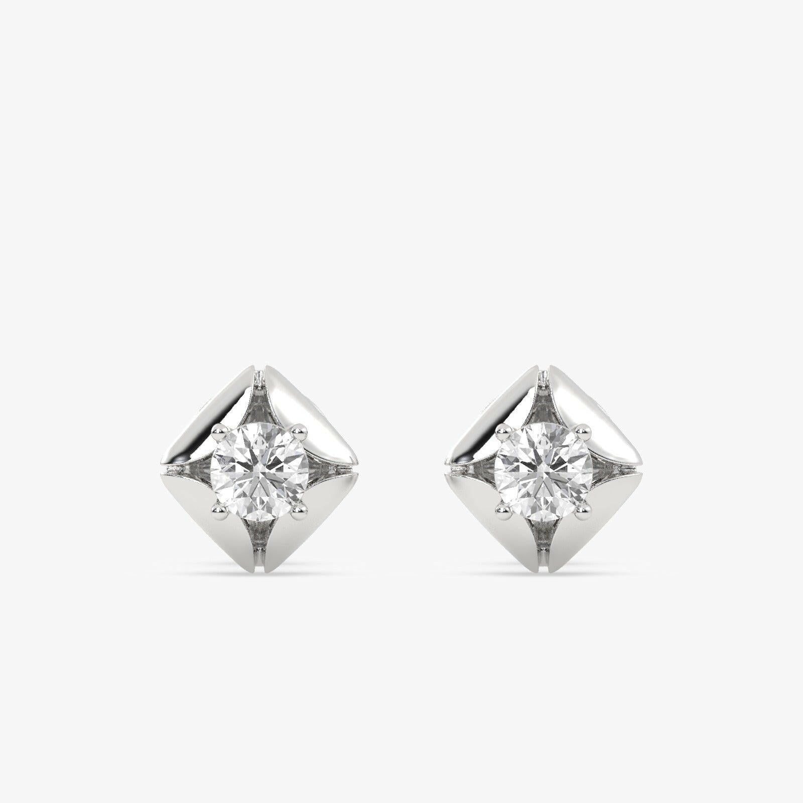 14K Gold Studded TW 0.478 Carat E Color VS1 Clarity Lab Grown Diamond Studs.